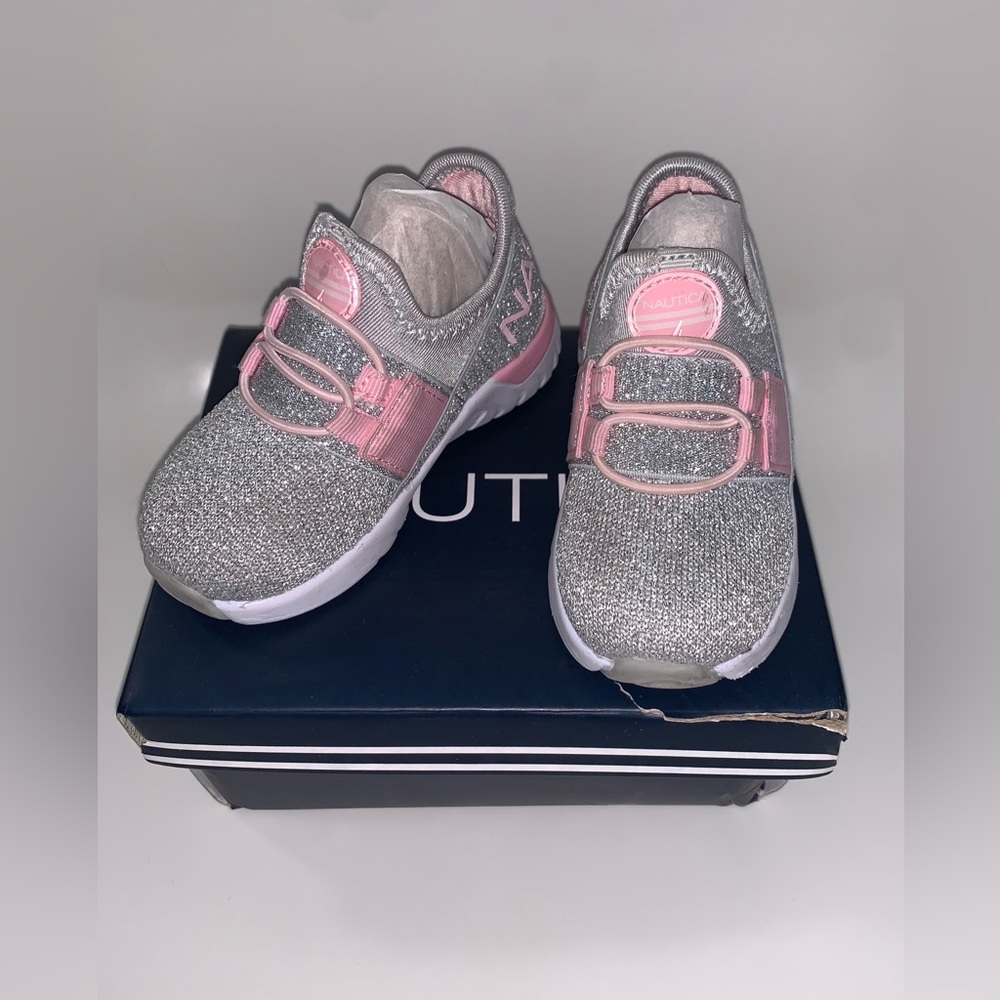 Nautica Toddler Girl Silver Athletic Sneaker Size 6